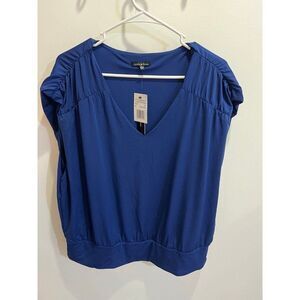 Violets & Roses NWT Women XL Twilight Blue Solid Stretchy Blouse Top